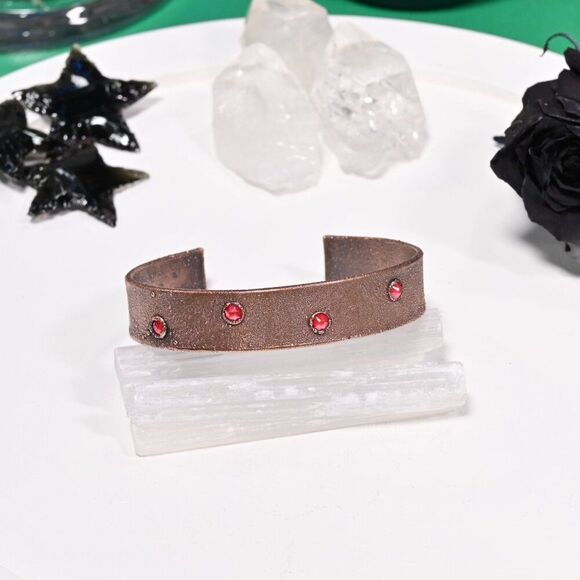 Red Swarovski Crystal Copper Cuff Bracelet - Picture 3 of 5